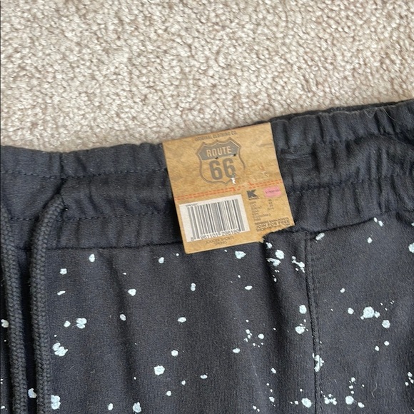 Route 66 Black and White Jogger Shorts with Speckled Pattern - Picture 2 of 3